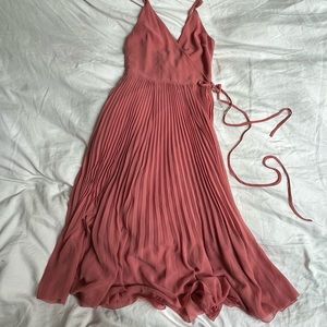 Wilfred Beaune Mauve Pleated Sleeveless Wrap MIDI dress size XXS